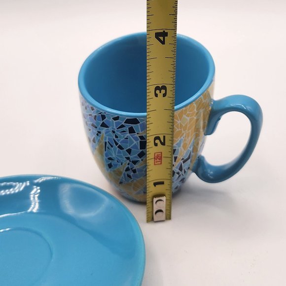 GdP Giordano di Ponzano Italy Modern Cup Saucer Bright Geometric Mosaic Sunburst - Picture 11 of 12